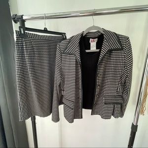 Vintage R&K Black and white houndstooth blazer with matching skirt - 3 piece set